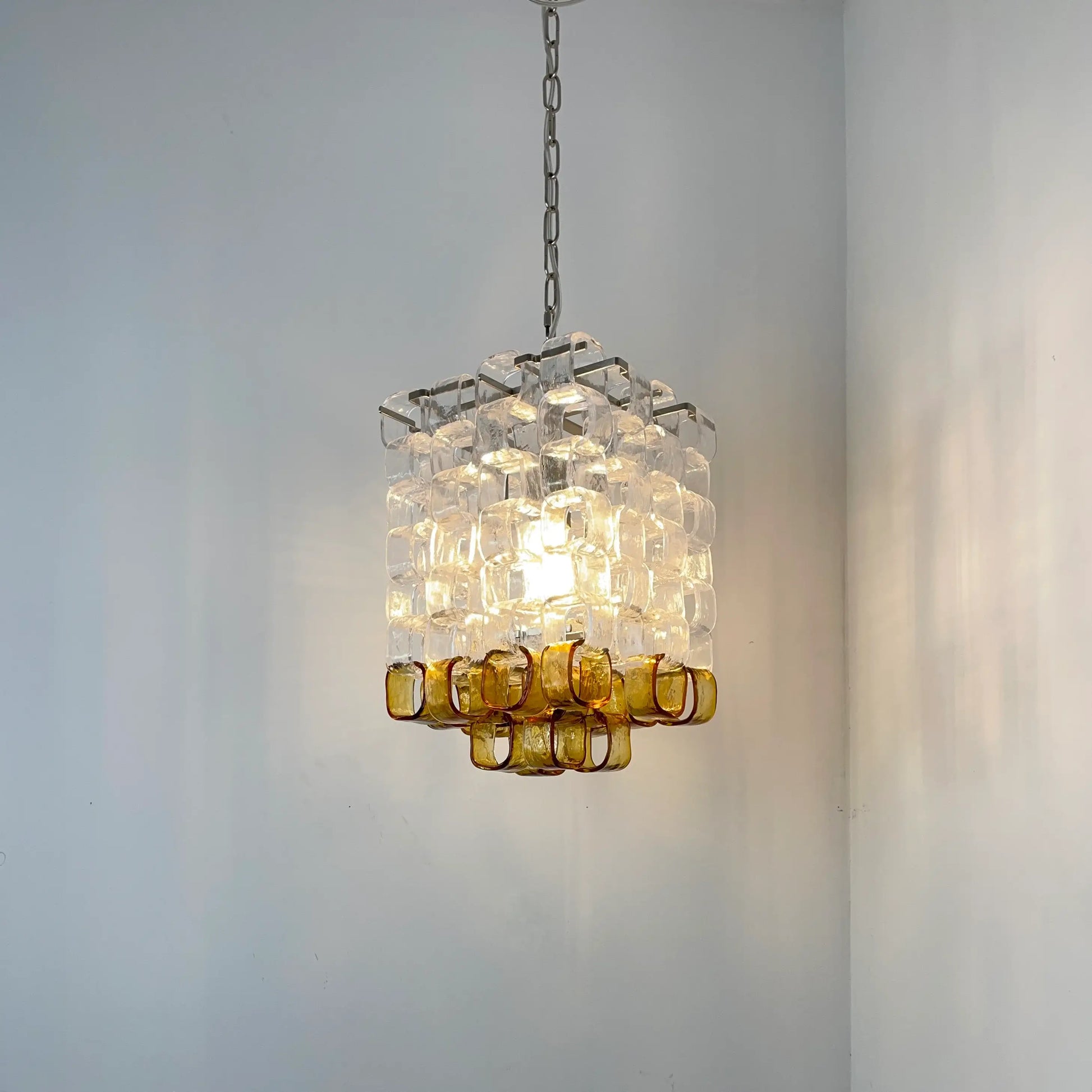 Glass Ice Cubes Transparent Amber Chandelier - Nuvé