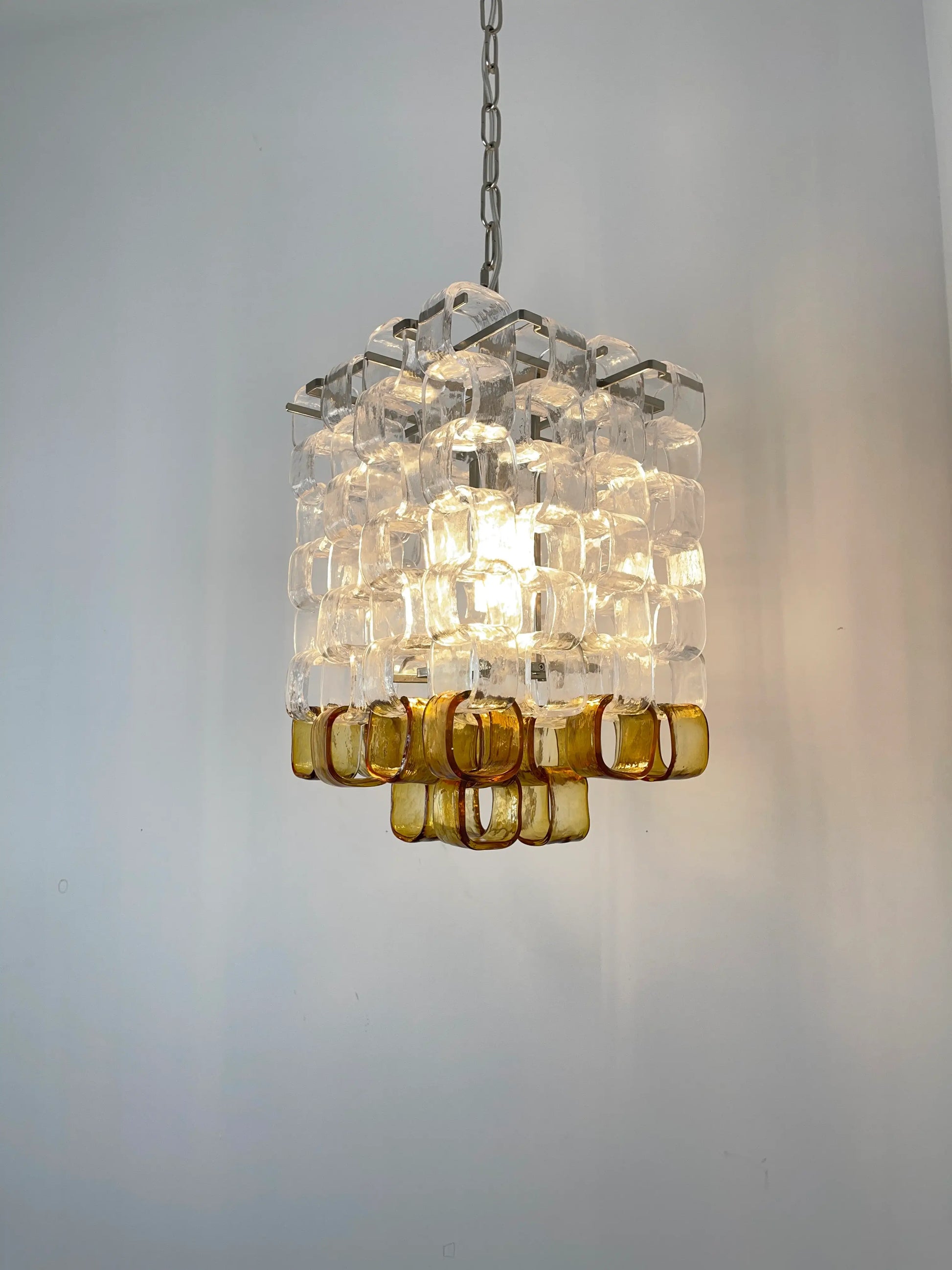 Glass Ice Cubes Transparent Amber Chandelier - Nuvé