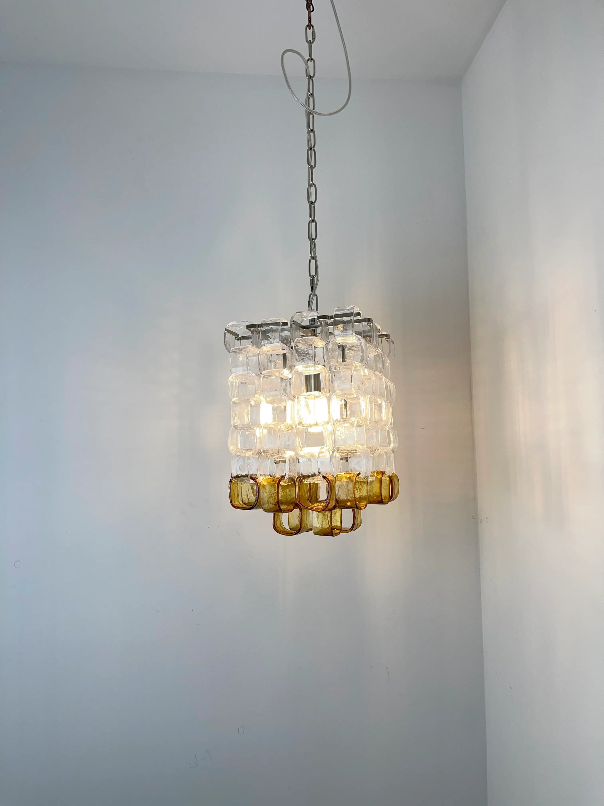 Glass Ice Cubes Transparent Amber Chandelier - Nuvé