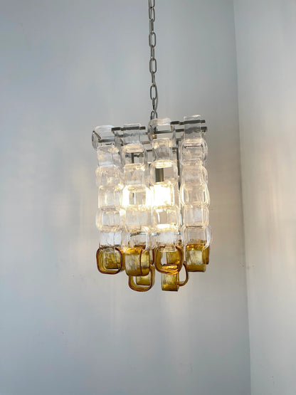 Glass Ice Cubes Transparent Amber Chandelier - Nuvé