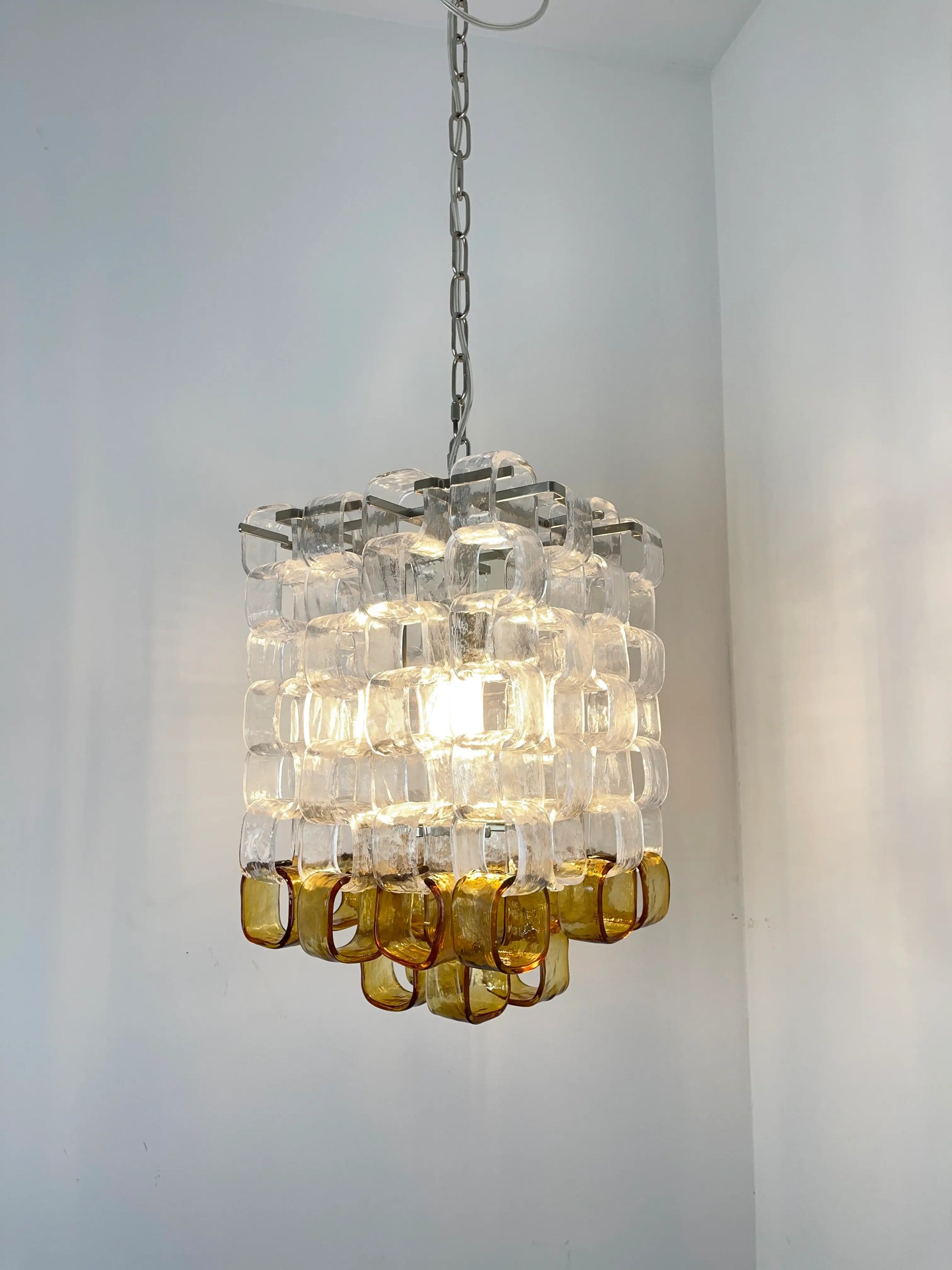 Glass Ice Cubes Transparent Amber Chandelier - Nuvé