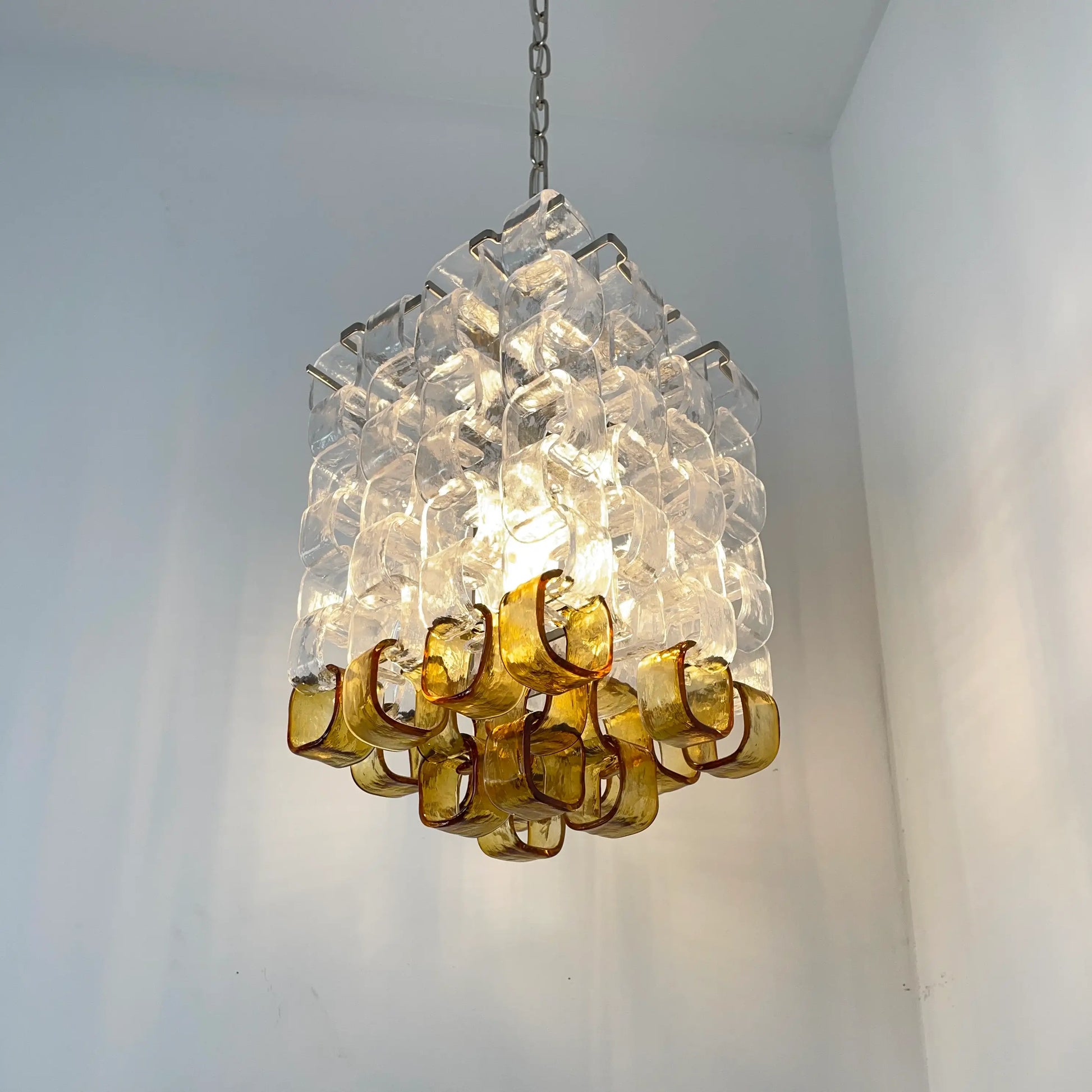Glass Ice Cubes Transparent Amber Chandelier - Nuvé