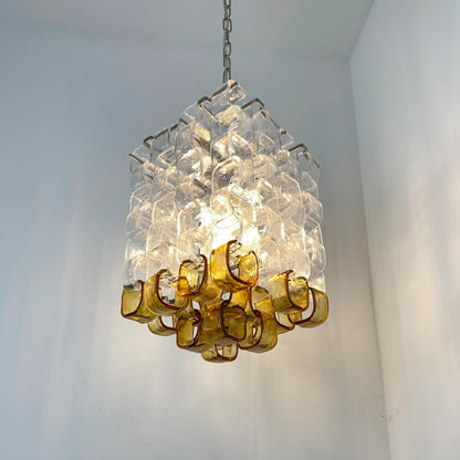 Glass Ice Cubes Transparent Amber Chandelier - Nuvé