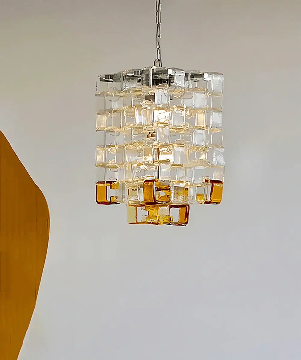 Glass Ice Cubes Transparent Amber Chandelier - Nuvé