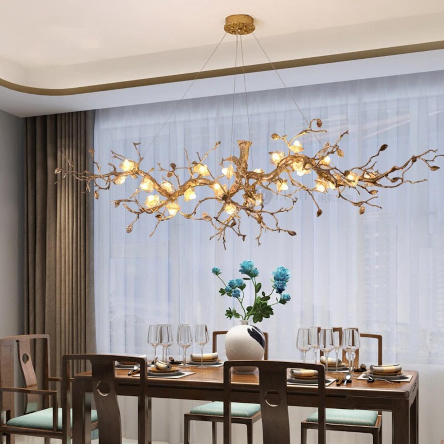 Glass Flower Tree Branch Chandelier - Nuvé