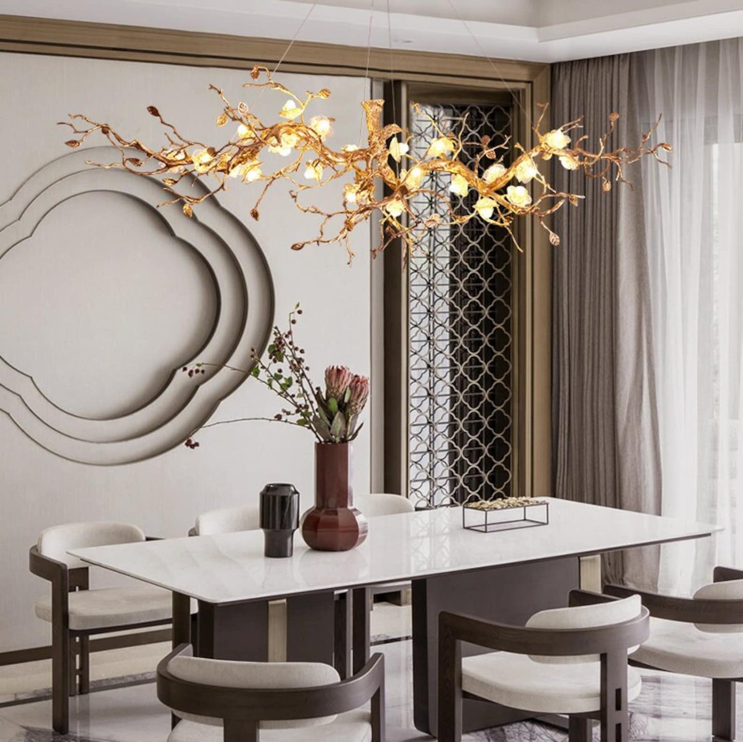 Glass Flower Tree Branch Chandelier - Nuvé