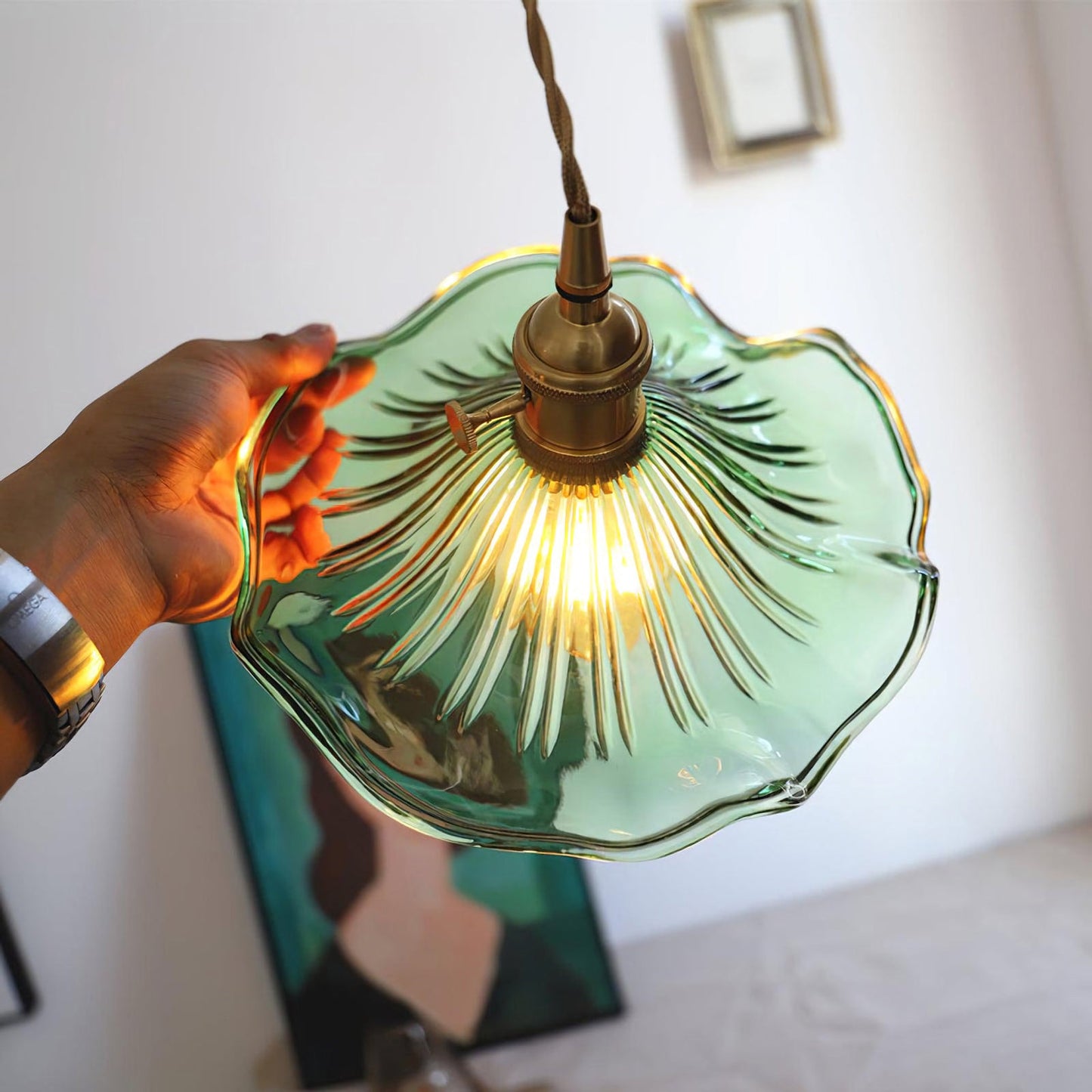 Glass Hibiscus Flower Pendant Light - Nuvé