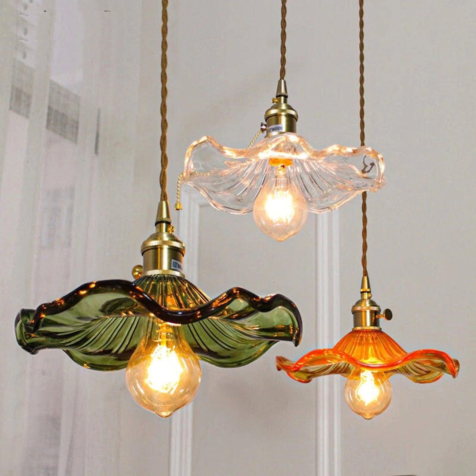 Glass Hibiscus Flower Pendant Light - Nuvé