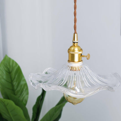 Glass Hibiscus Flower Pendant Light
