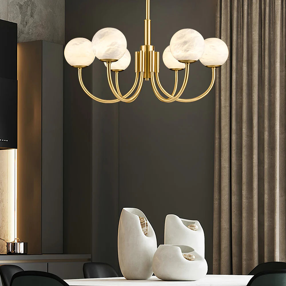 Gold Alabaster Round Chandelier - Nuvé