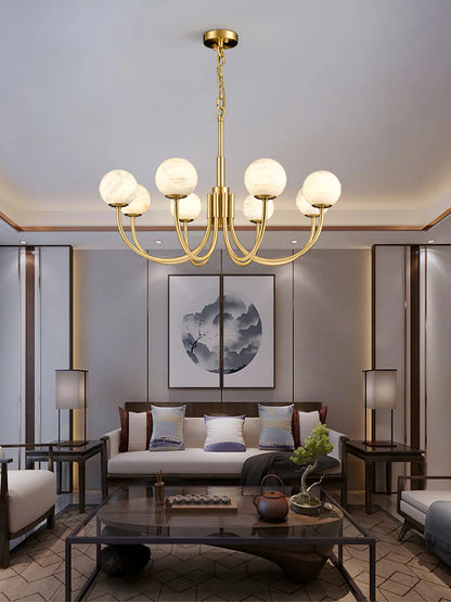 Gold Alabaster Round Chandelier - Nuvé