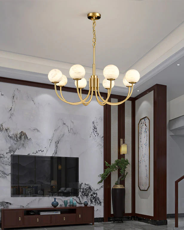 Gold Alabaster Round Chandelier - Nuvé