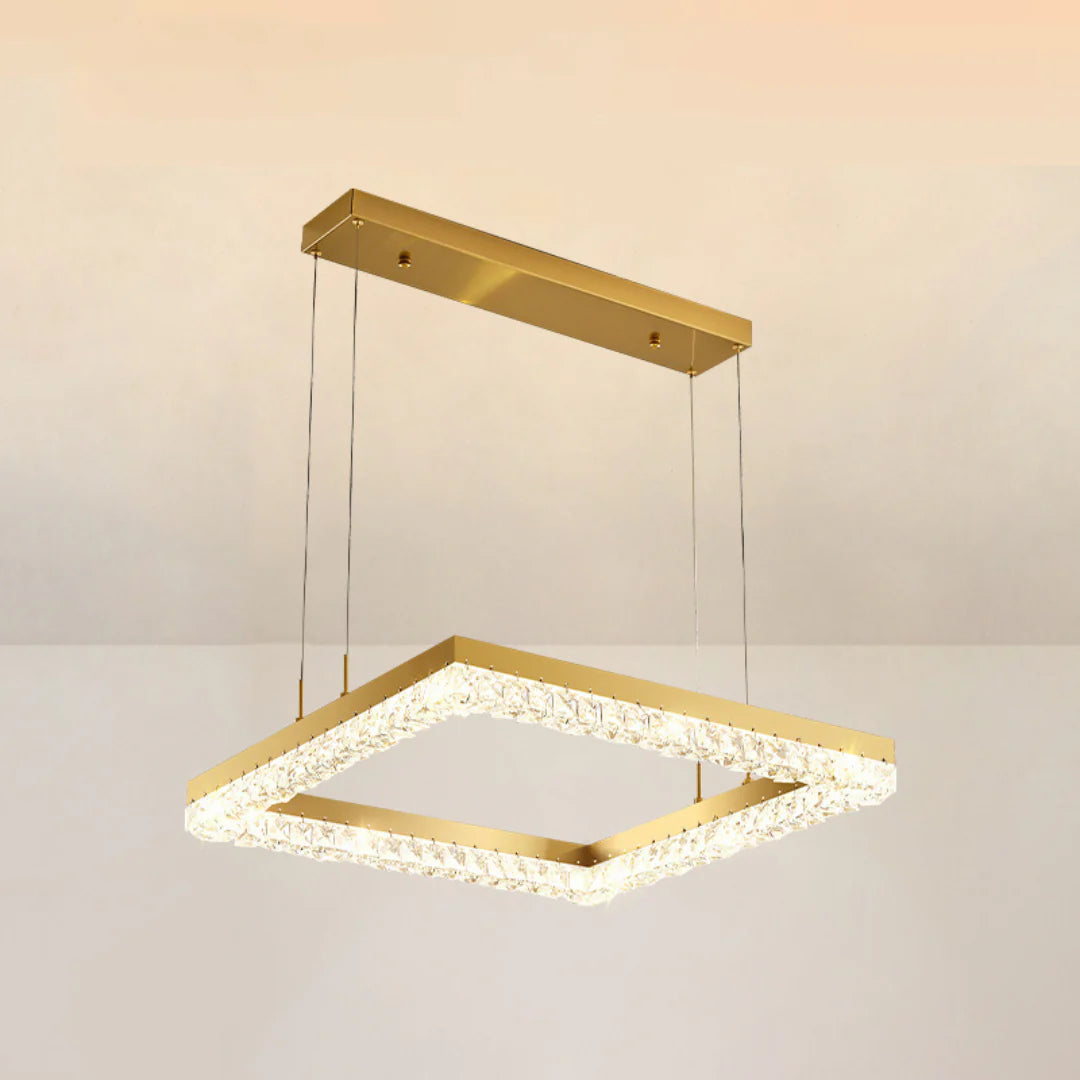 Gold Square Crystal Chandelier