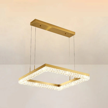 Gold Square Crystal Chandelier