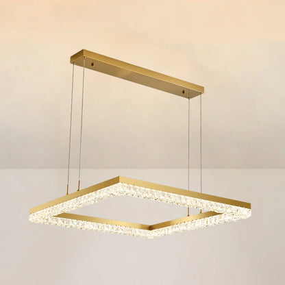 Gold Square Crystal Chandelier