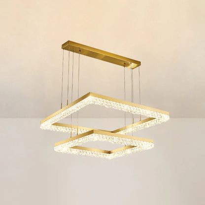 Gold Square Crystal Chandelier