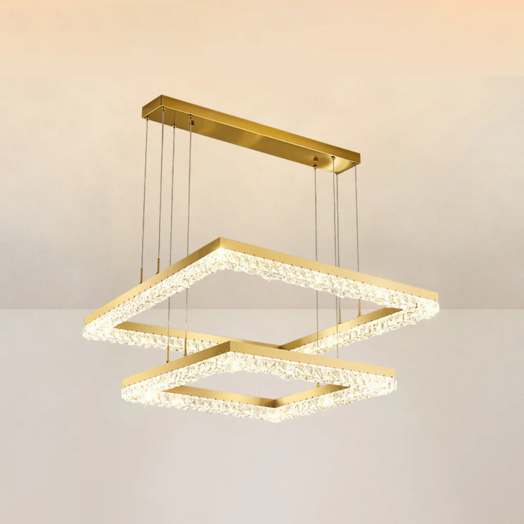 Gold Square Crystal Chandelier - Nuvé