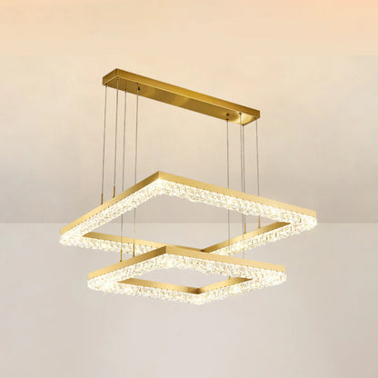 Gold Square Crystal Chandelier - Nuvé