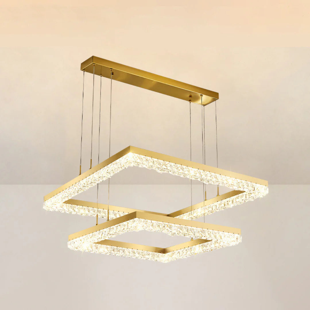 Gold Square Crystal Chandelier - Nuvé