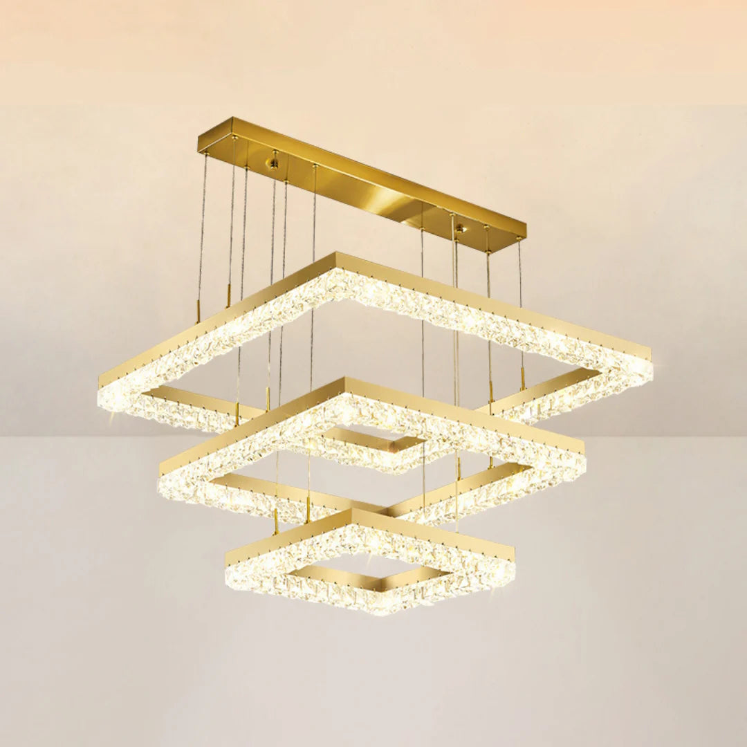 Gold Square Crystal Chandelier - Nuvé