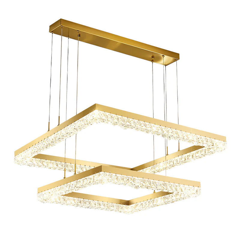 Gold Square Crystal Chandelier - Nuvé