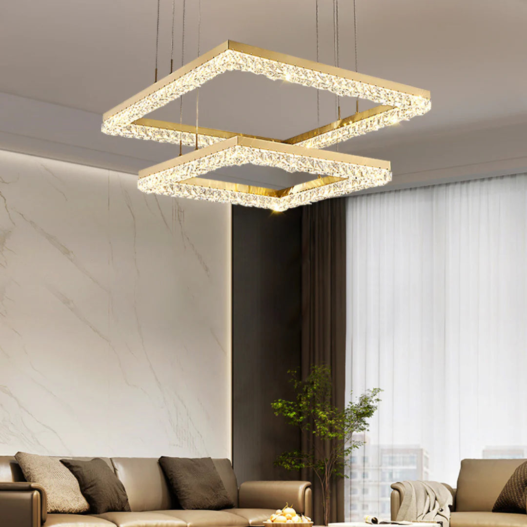 Gold Square Crystal Chandelier - Nuvé