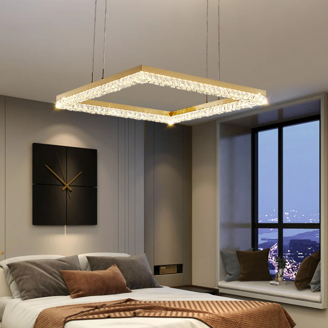 Gold Square Crystal Chandelier - Nuvé