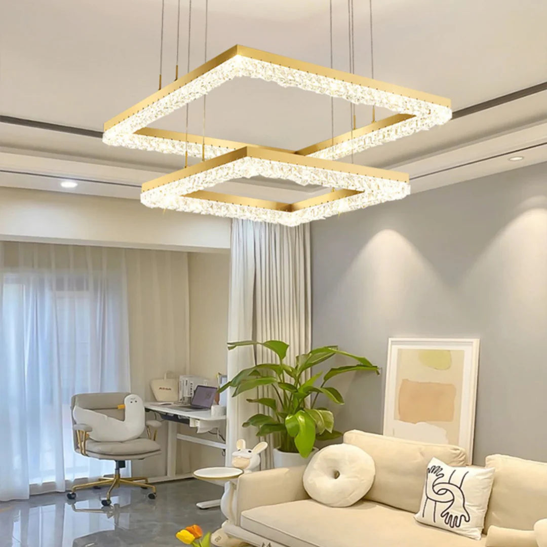 Gold Square Crystal Chandelier - Nuvé