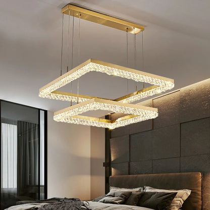 Gold Square Crystal Chandelier - Nuvé