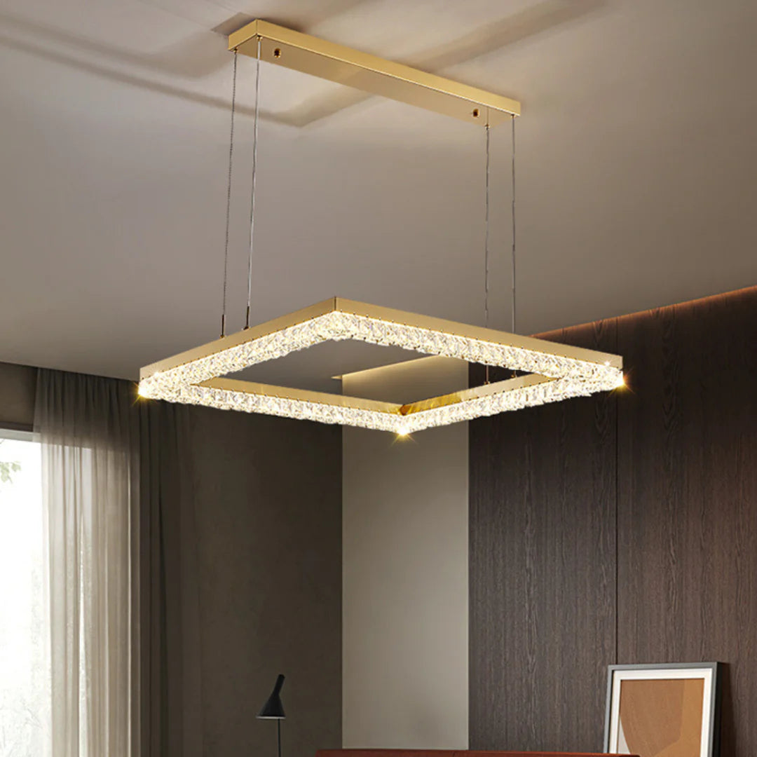 Gold Square Crystal Chandelier - Nuvé