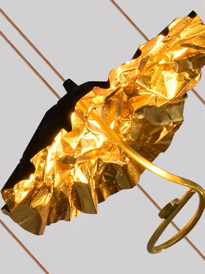 Gold brass aviary constellation chandelier with moon and star details, hanging design from korewolamp.