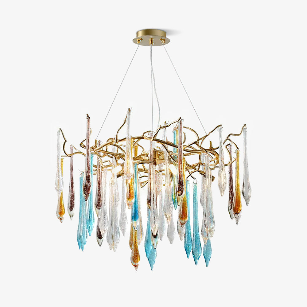 Gold Round Teardrop Chandelier - Nuvé