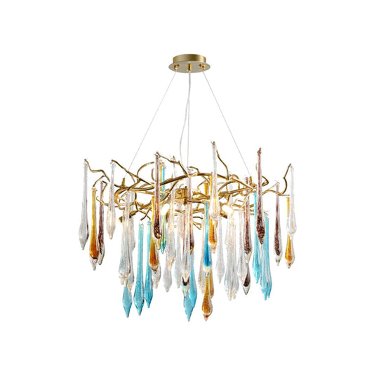 Gold Round Teardrop Chandelier - Nuvé