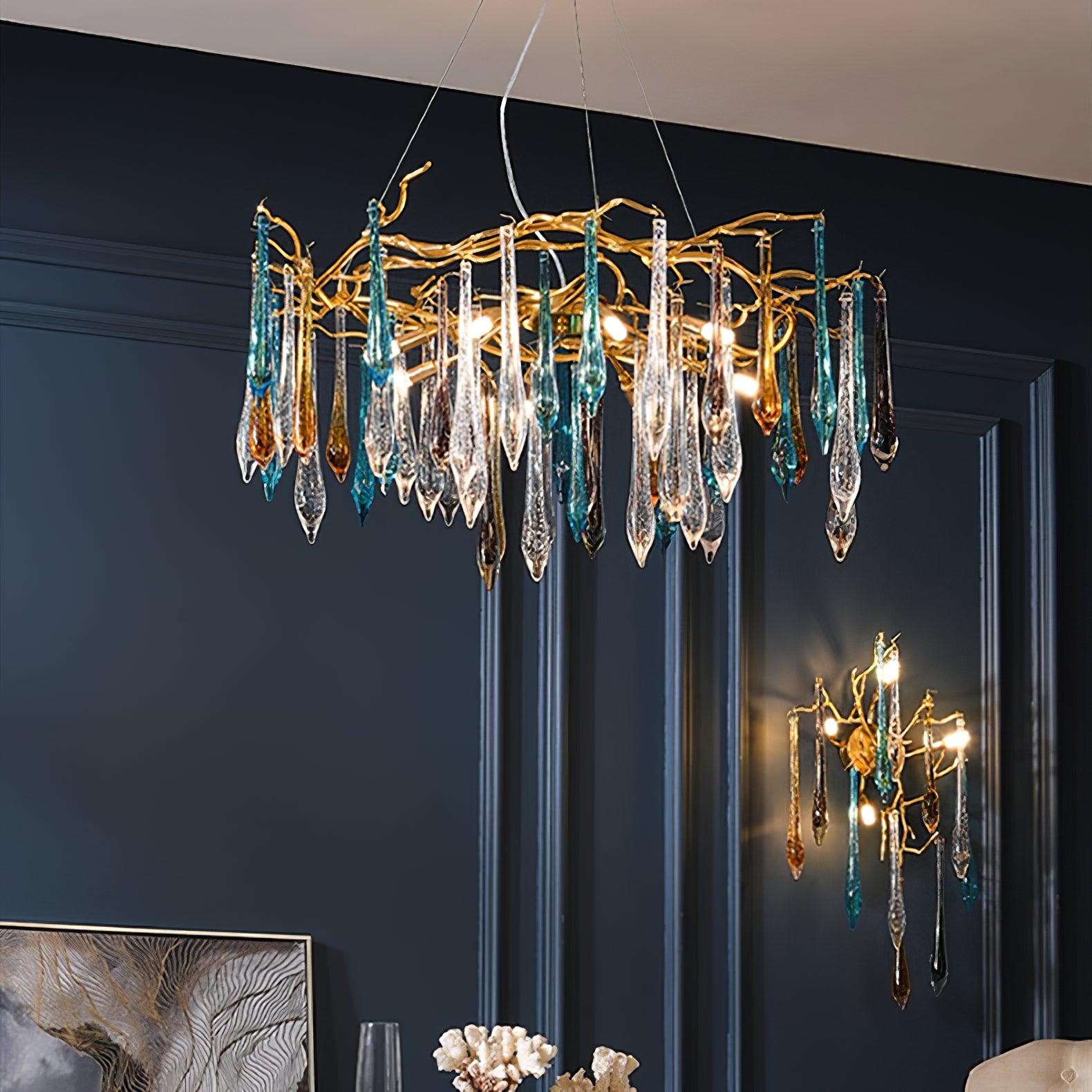 Gold Round Teardrop Chandelier - Nuvé