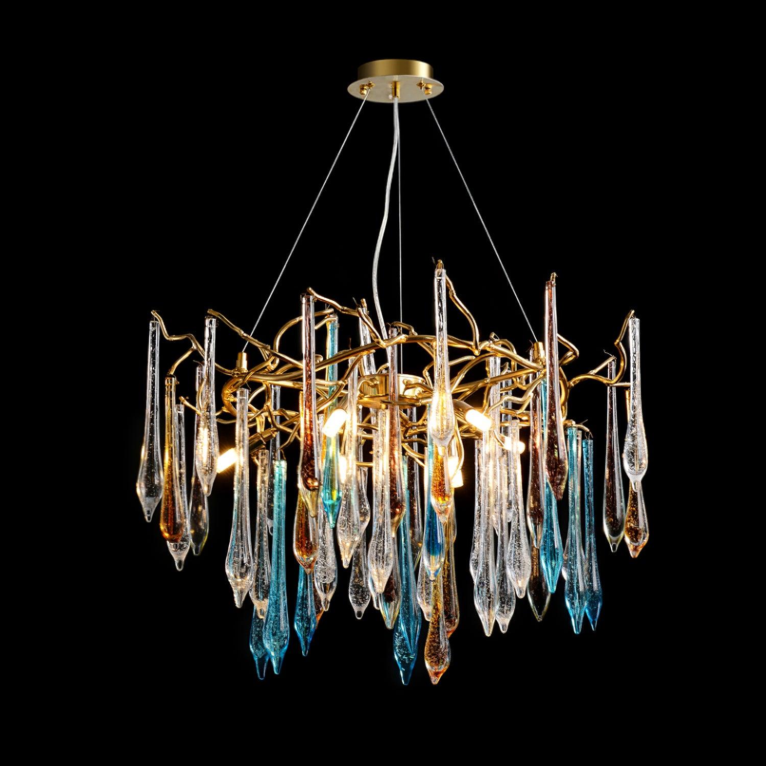 Gold Round Teardrop Chandelier - Nuvé