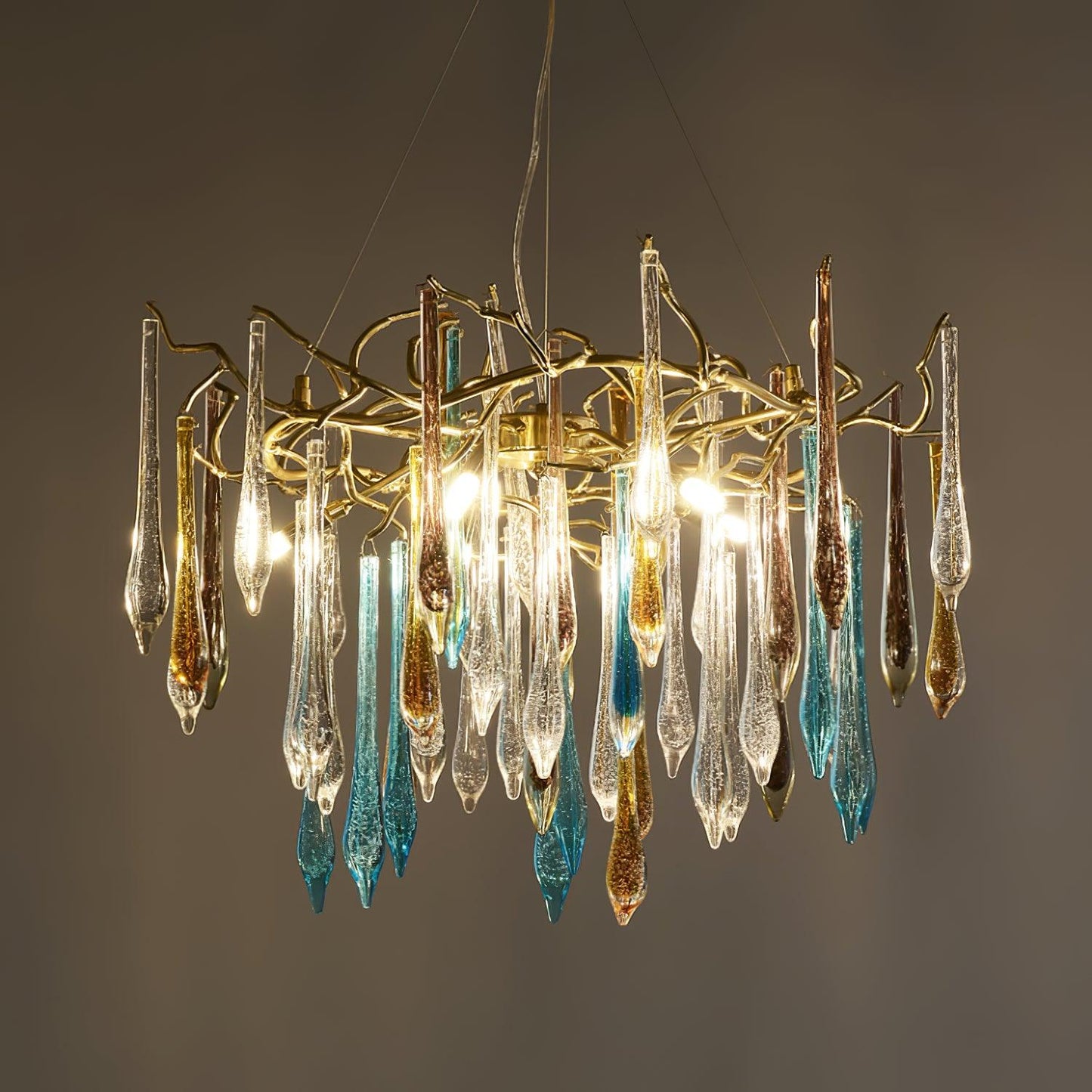 Gold Round Teardrop Chandelier - Nuvé
