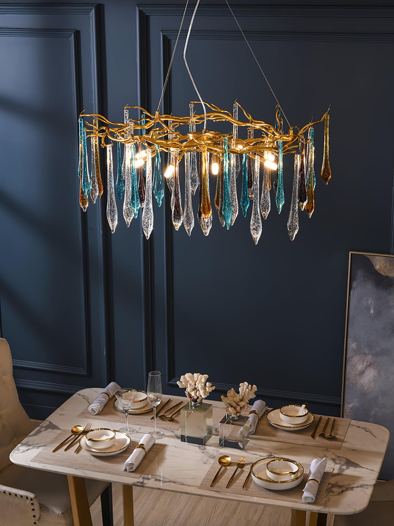 Gold Round Teardrop Chandelier - Nuvé