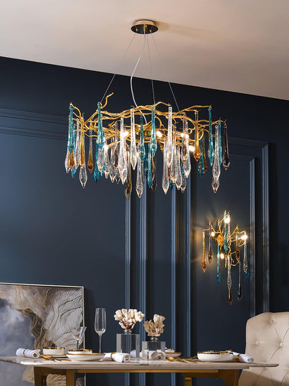 Gold Round Teardrop Chandelier - Nuvé