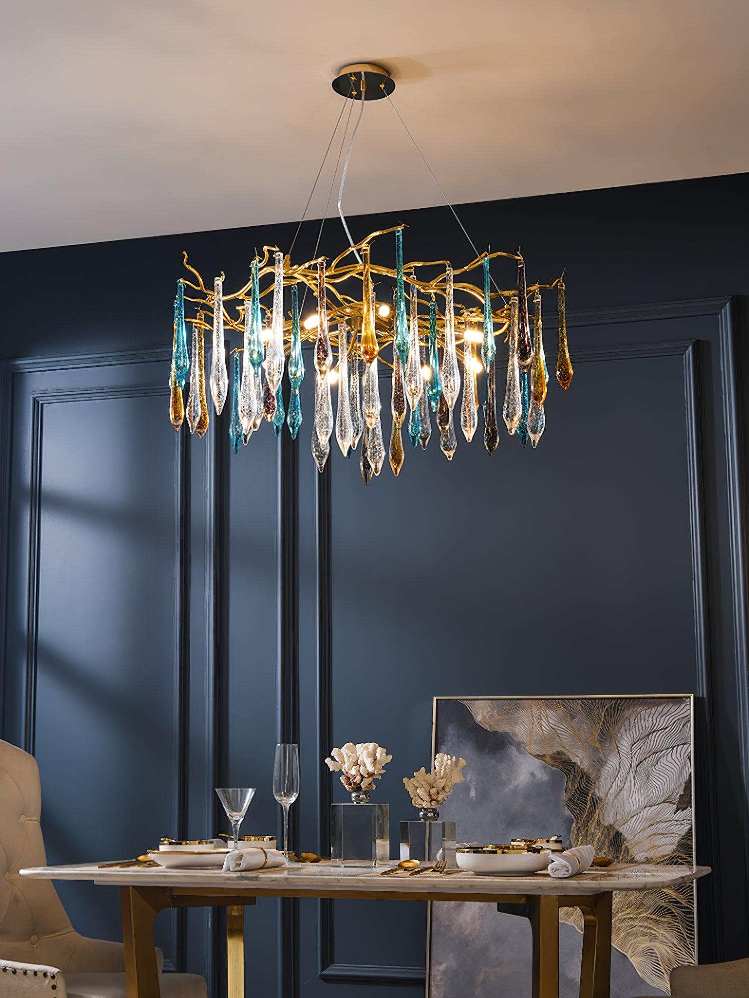 Gold Round Teardrop Chandelier - Nuvé