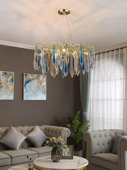 Gold Round Teardrop Chandelier - Nuvé