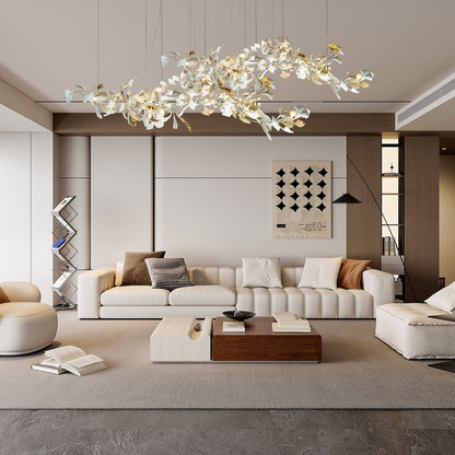 Gold White Leaves Combination Gingko Chandeliers - Nuvé
