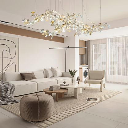 Gold White Leaves Combination Gingko Chandeliers - Nuvé