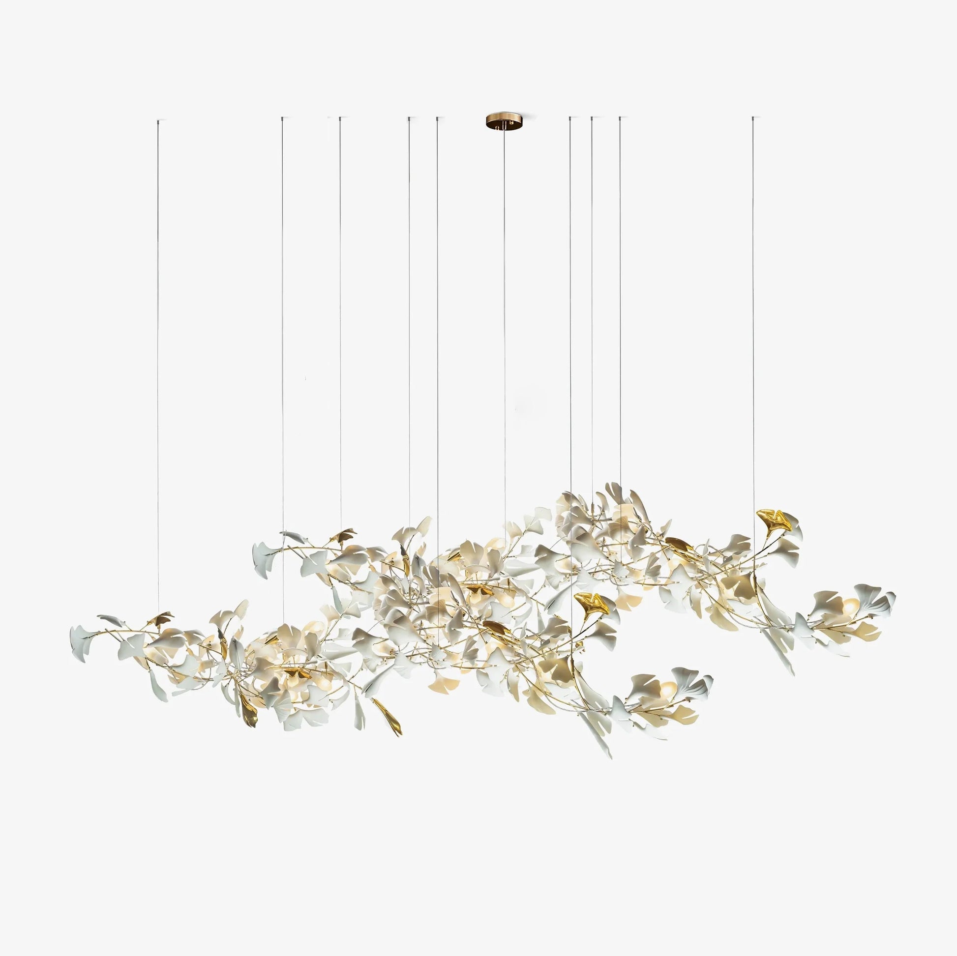 Gold White Leaves Combination Gingko Chandeliers - Nuvé