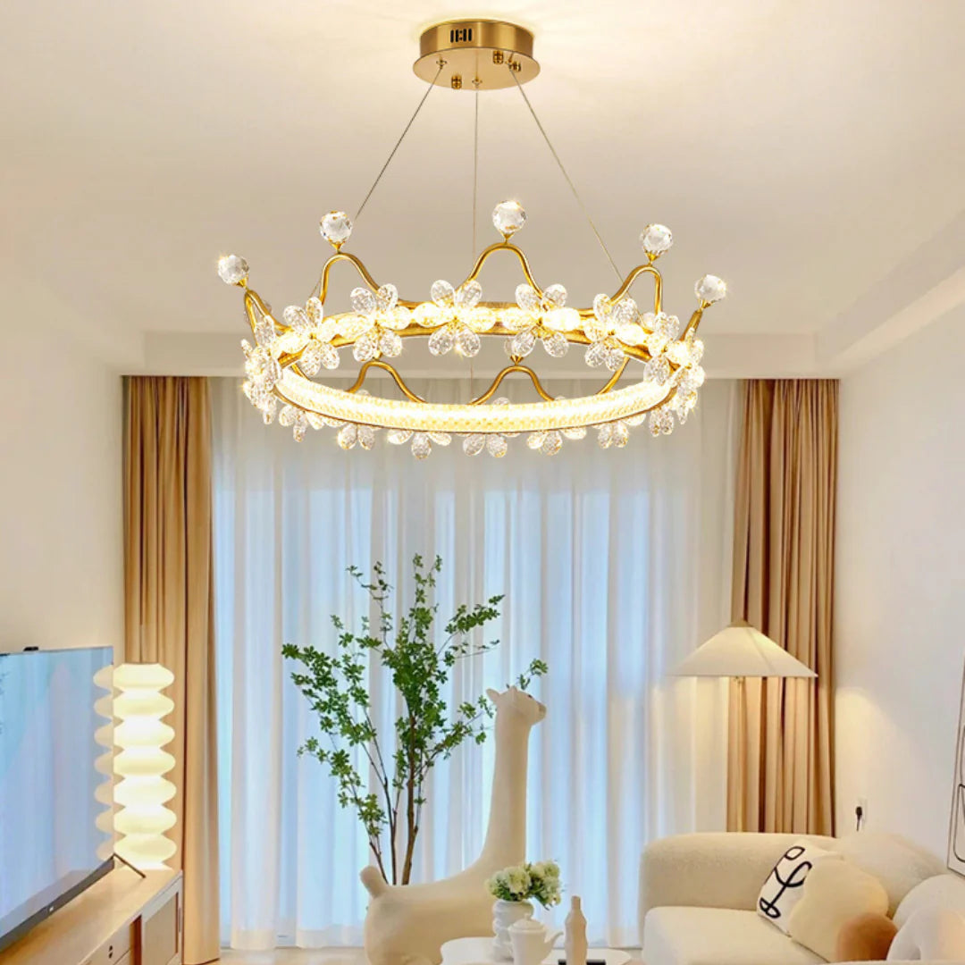 Golden Crown Garland Crystal Chandelier - Nuvé