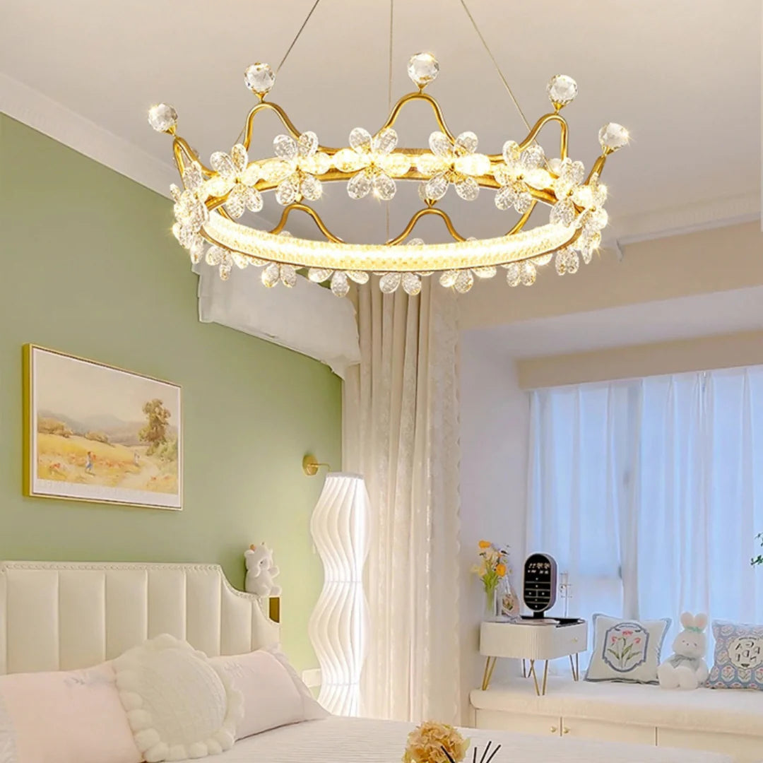 Golden Crown Garland Crystal Chandelier - Nuvé
