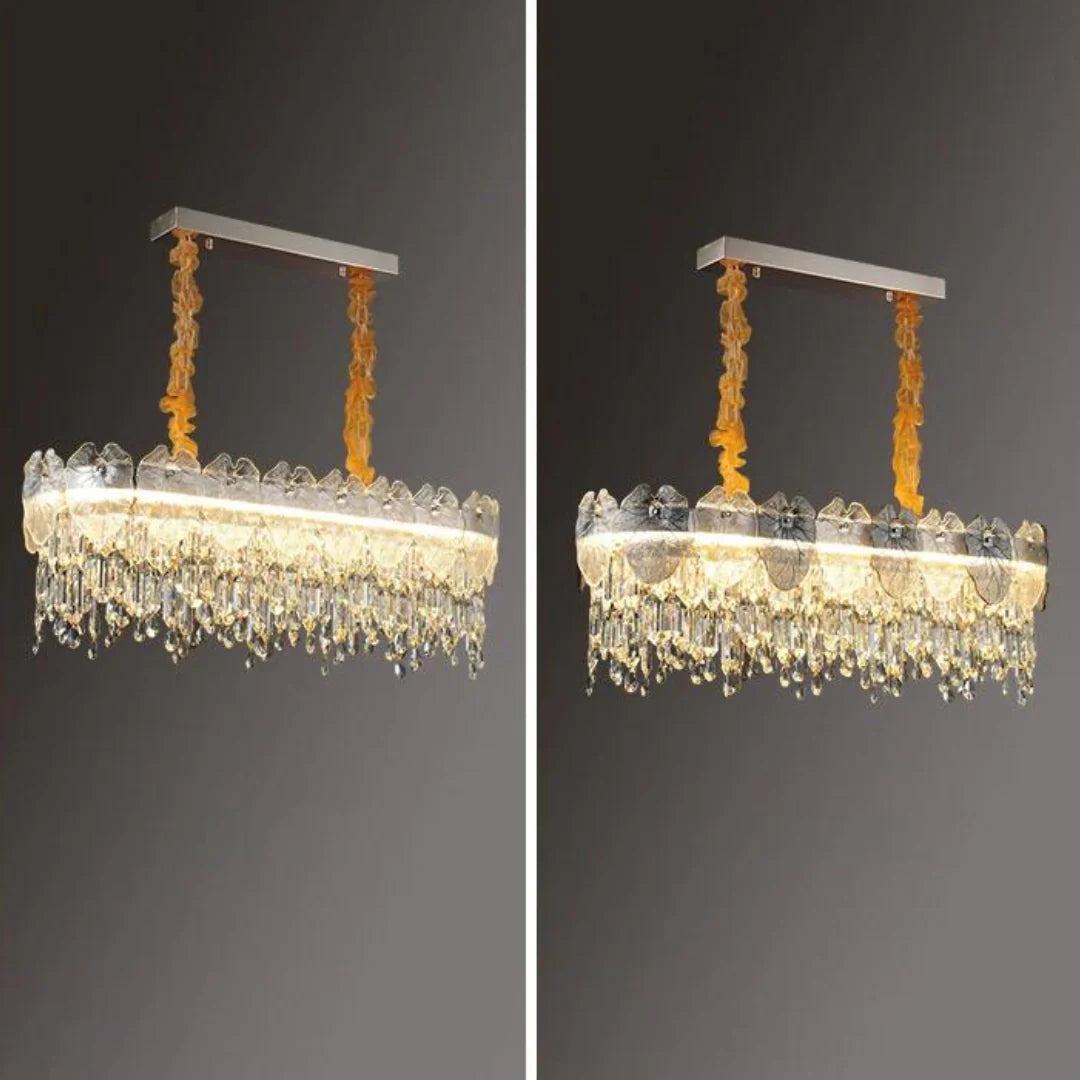 Golden Lotus Leaf Round Crystal Chandelier - Nuvé
