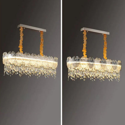 Golden Lotus Leaf Round Crystal Chandelier - Nuvé