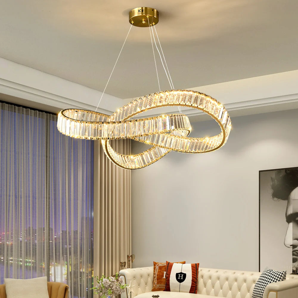 Golden Ring Round Crystal Chandelier - Nuvé