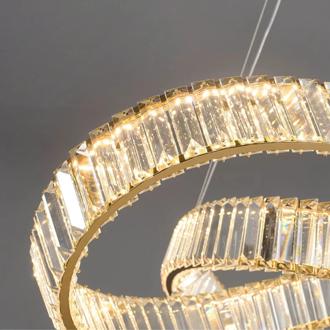 Golden Ring Round Crystal Chandelier - Nuvé