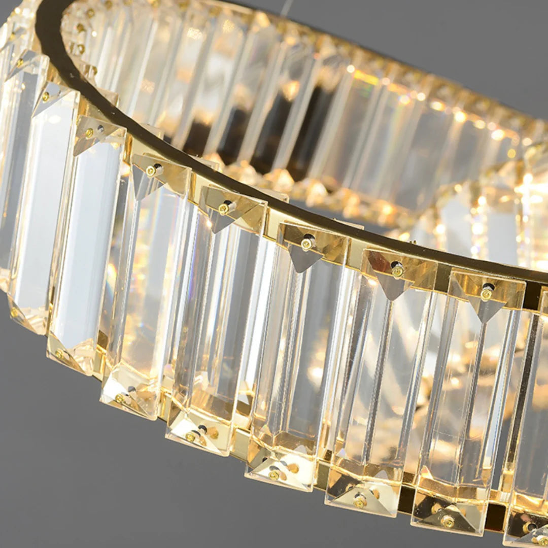 Golden Ring Round Crystal Chandelier - Nuvé